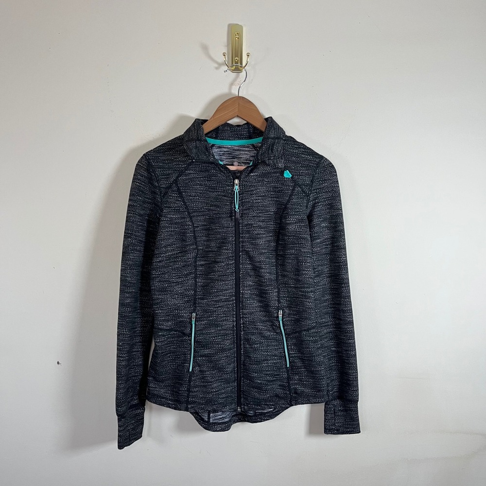 Tangerine Zip Up Fitted Sweatshirt Gray Teal Womens Small Activewear‎ Athleisure